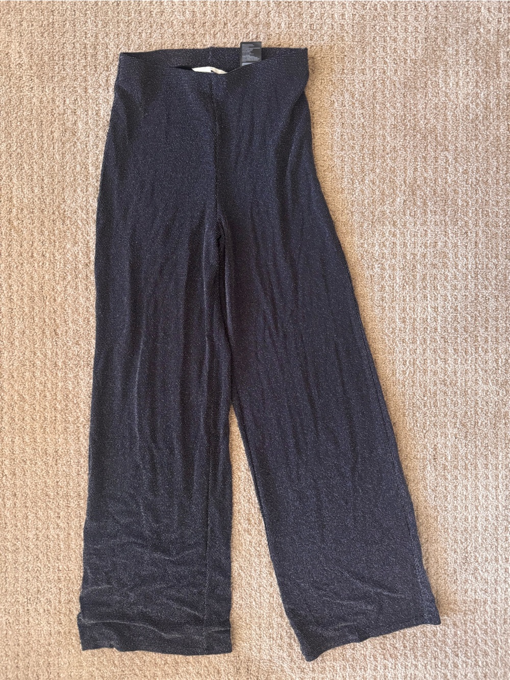 H&M Black Metallic Thread Wide-Leg Trousers